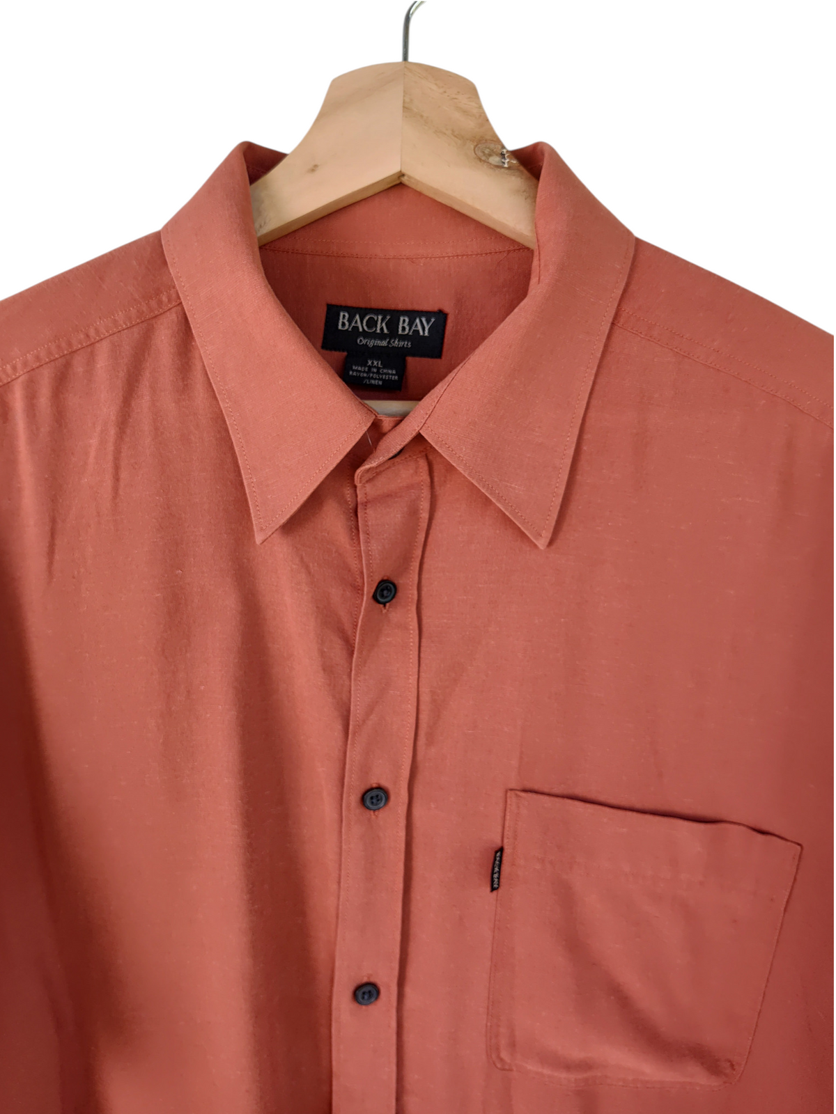 Back Bay Terracotta Linen Blend Short Sleeve Shirt