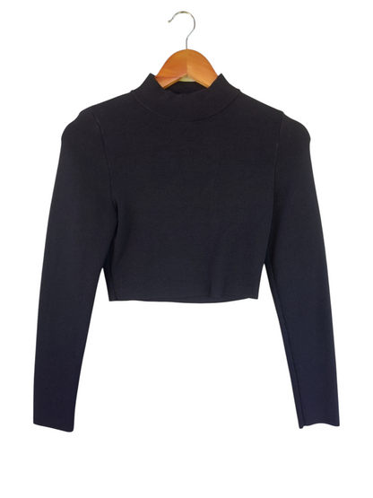Lily Loves Black Cropped Turtleneck Top