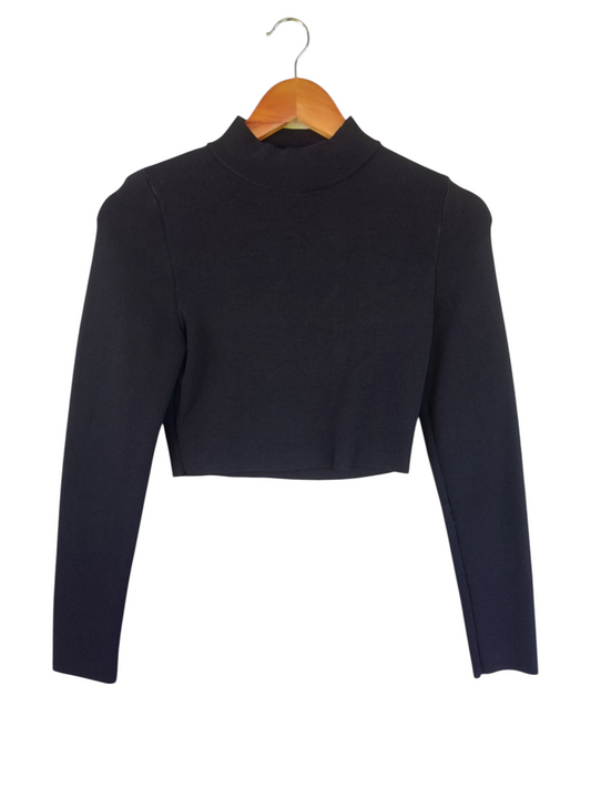 Lily Loves Black Cropped Turtleneck Top