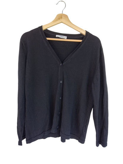 M+F Corporate Black V-Neck Button Cardigan – XL