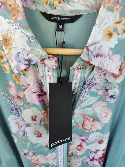 Portmans Turquoise Floral Belted Maxi Shirt Dress