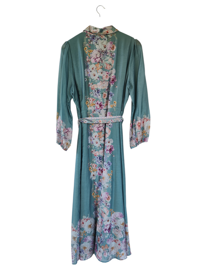 Portmans Turquoise Floral Belted Maxi Shirt Dress