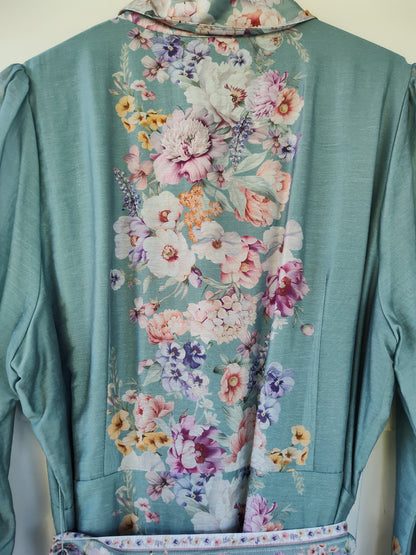 Portmans Turquoise Floral Belted Maxi Shirt Dress