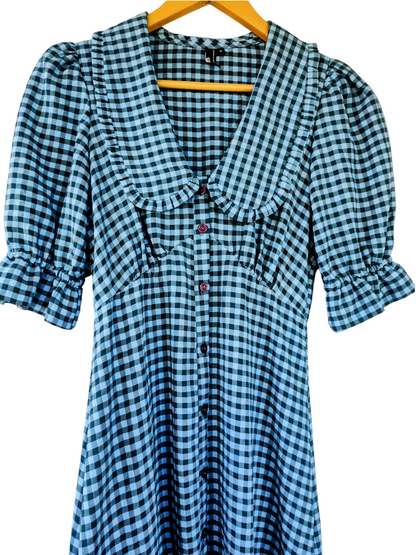 Nobody’s Child Blue Gingham Button Front Maxi Dress