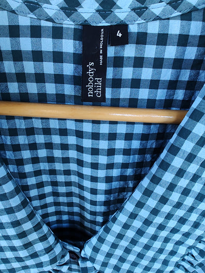 Nobody’s Child Blue Gingham Button Front Maxi Dress