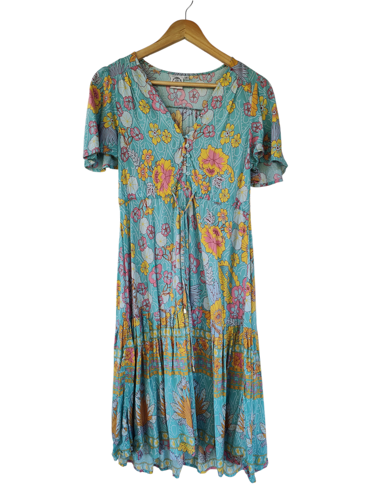 Best Wishes Turquoise Floral Boho Midi Dress