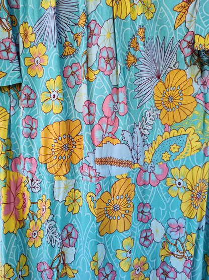 Best Wishes Turquoise Floral Boho Midi Dress