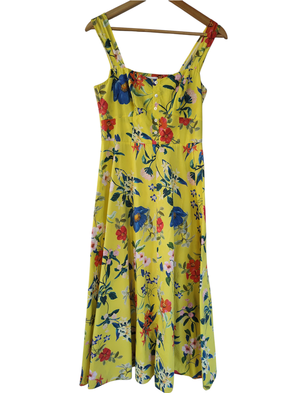 Monsoon Yellow Floral Button Front Maxi Dress