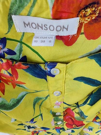 Monsoon Yellow Floral Button Front Maxi Dress