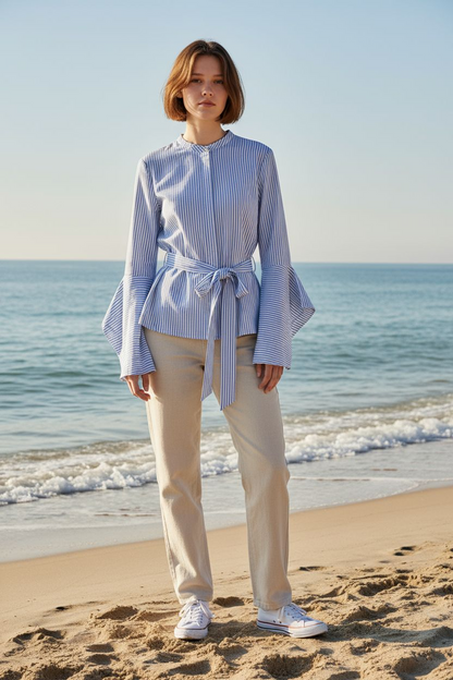 Guess Blue & White Stripe Blouse