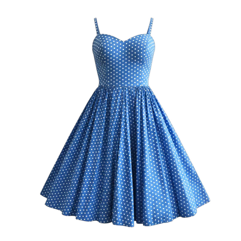 Handmade Blue and White Polka Dot 50's Style Dress