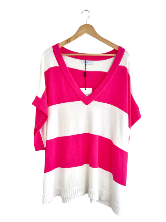 Ebby & I Pink & White Stripe Top