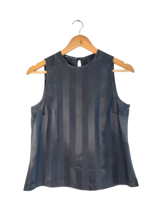 Black Semi-Sheer Striped Tank Top