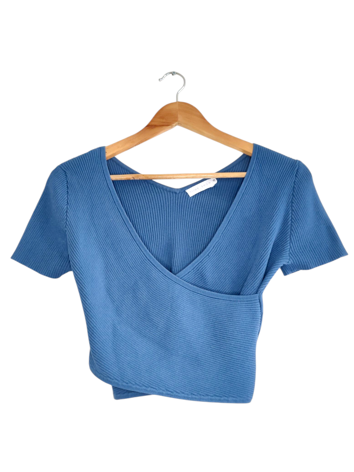 Ribbed Wrap-Front Crop Top