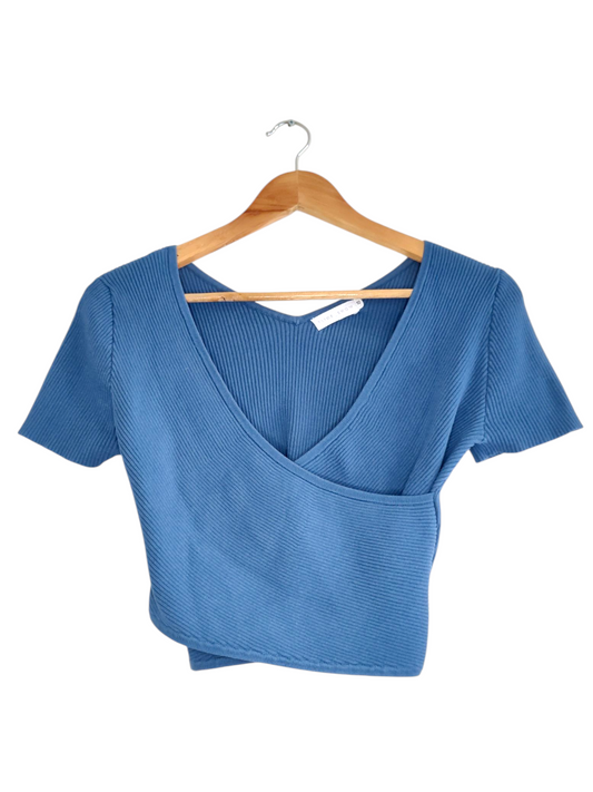 Ribbed Wrap-Front Crop Top
