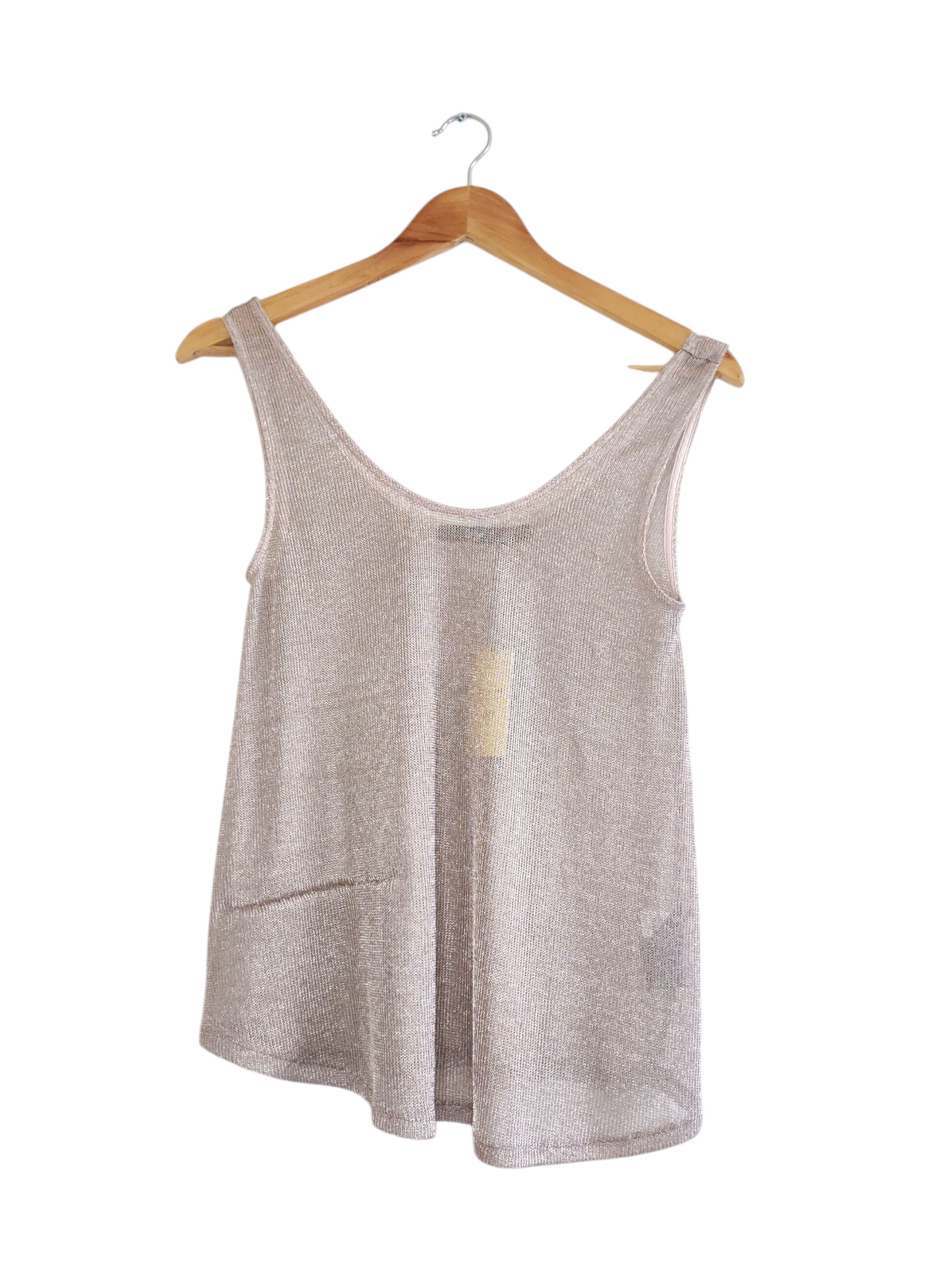 Delicate Yarn Sheer Rose Gold Tank Top