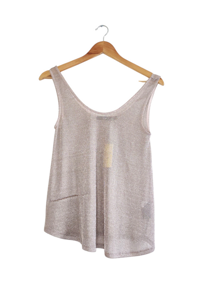 Delicate Yarn Sheer Rose Gold Tank Top