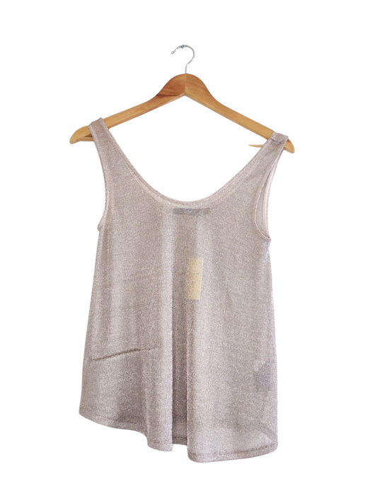 Delicate Yarn Sheer Rose Gold Tank Top