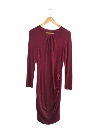 Classic Draped Maroon Midi Dress