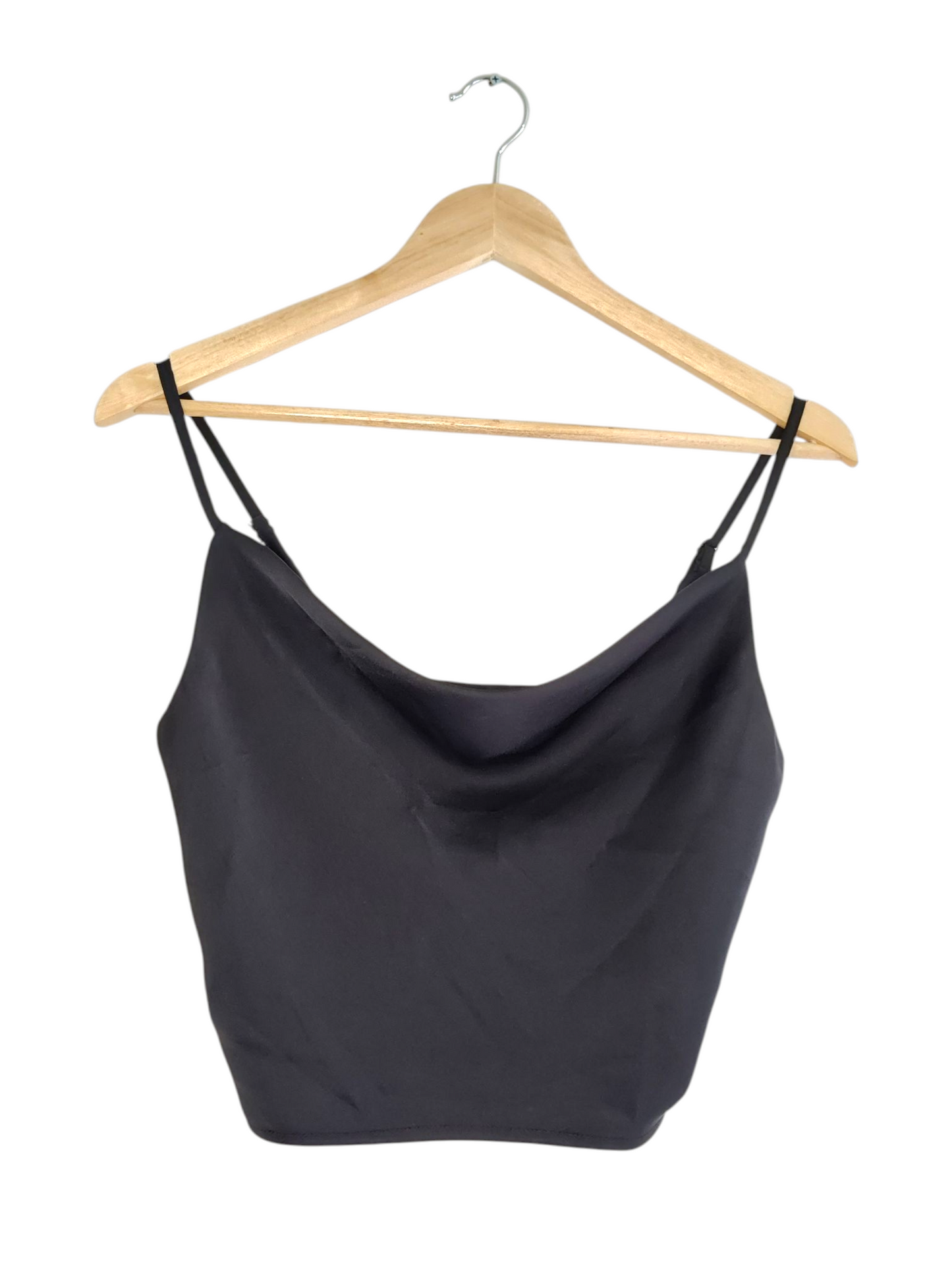 Black Cowl-Neck Crop Camisole
