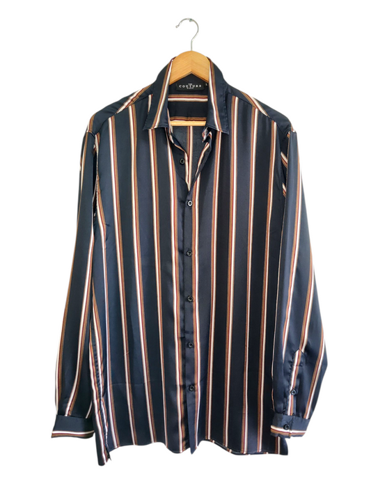 Classic Vertical Stripe Button-Up Shirt