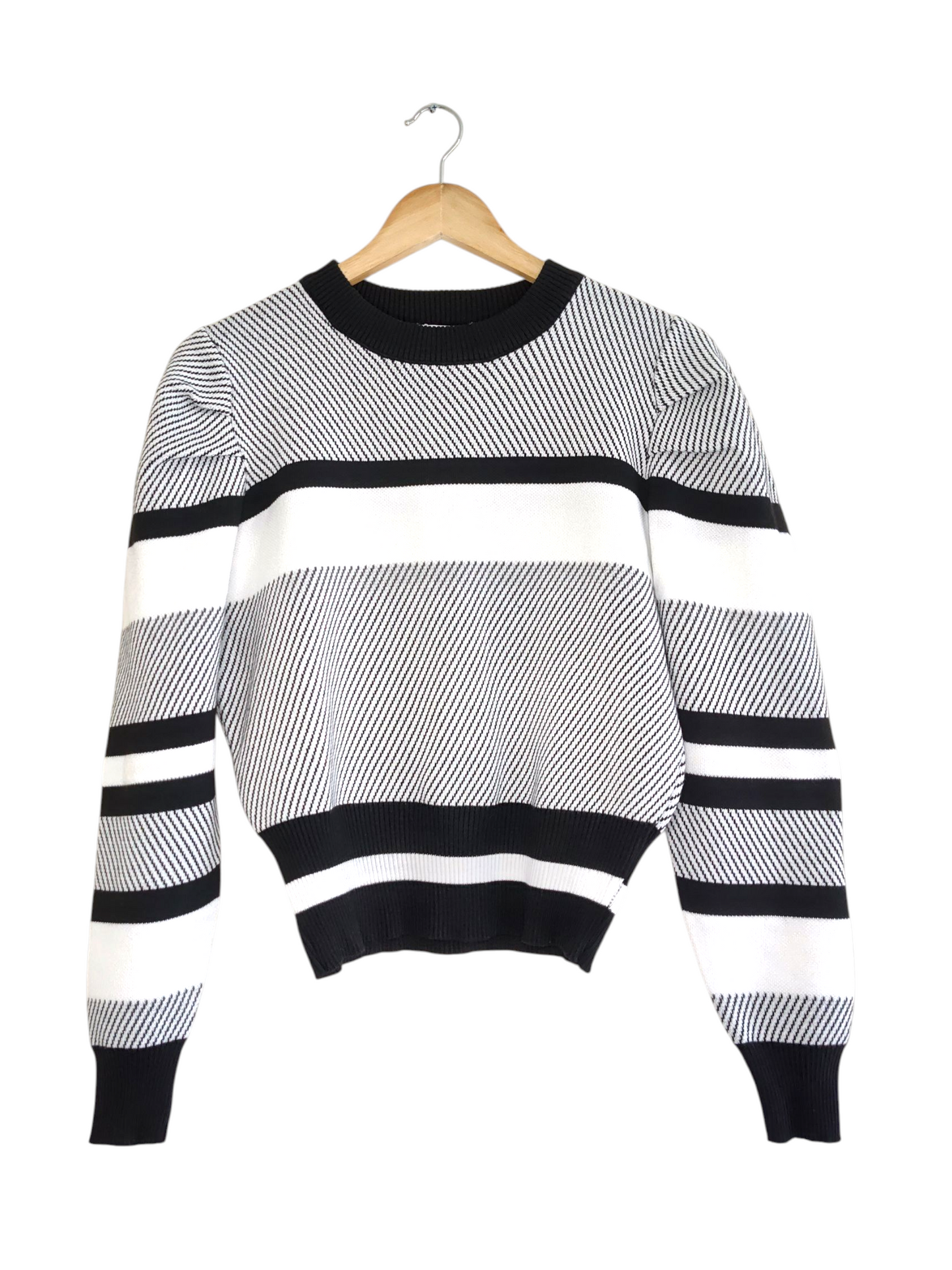 Valley Girl Black White & Grey Striped Sweater