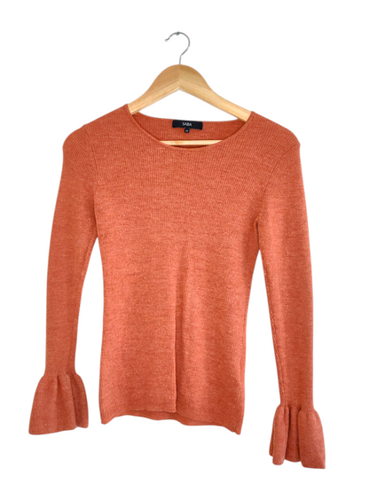 Merino Wool Terra Cotta Knit Sweater Top