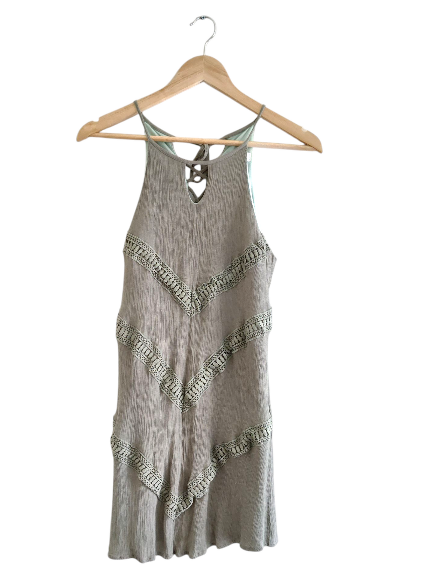Sage Green Halter Keyhole Neck Mini Dress