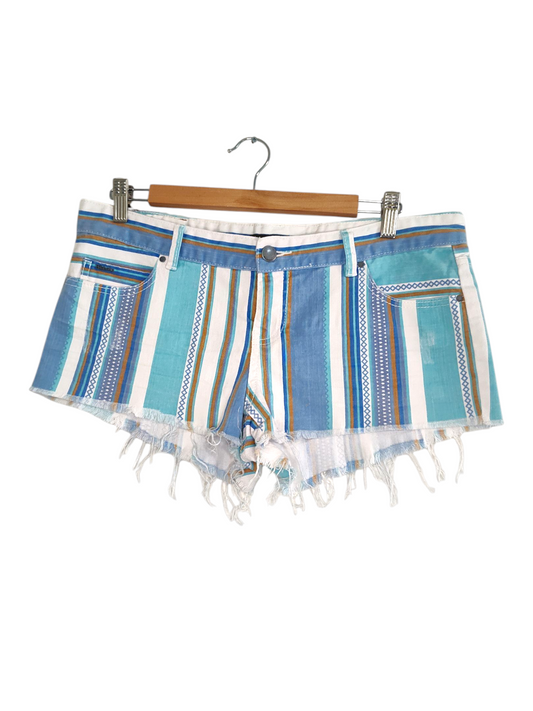Low-rise striped Deniem shorts
