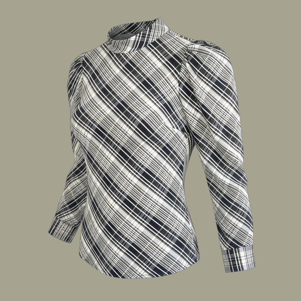 Long Sleeve Plaid Pattern Blouse