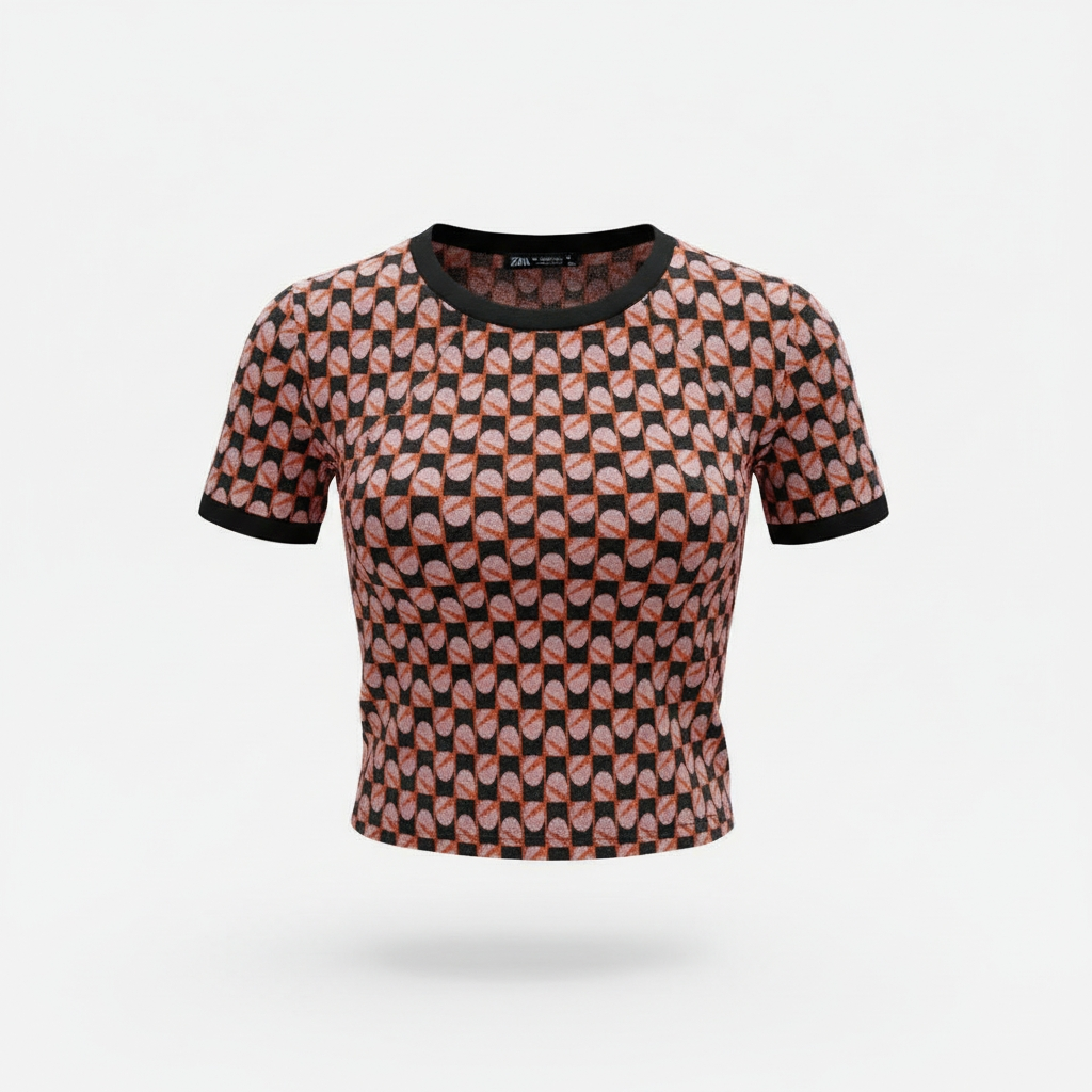 Geometric Short Sleeve Crew Neck Tee