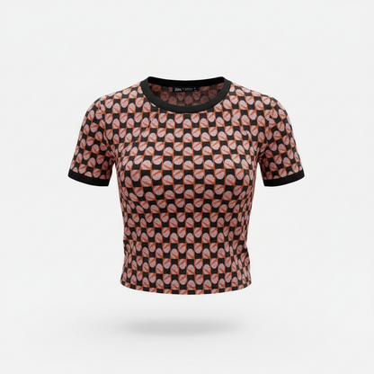 Geometric Short Sleeve Crew Neck Tee