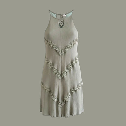 Sage Green Halter Keyhole Neck Mini Dress