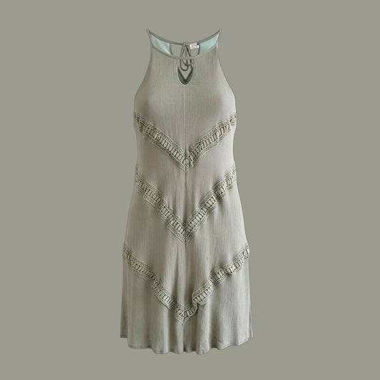 Sage Green Halter Keyhole Neck Mini Dress