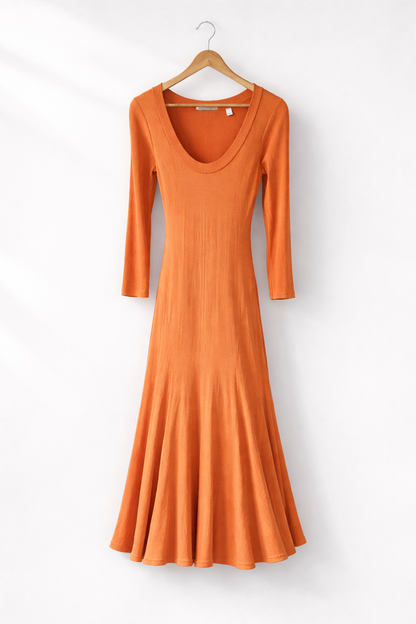 Country Road Long Sleeve Ribbed Maxi Dress – Burnt Orange