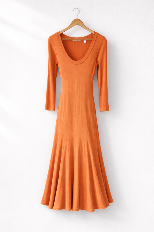 Country Road Long Sleeve Ribbed Maxi Dress – Burnt Orange