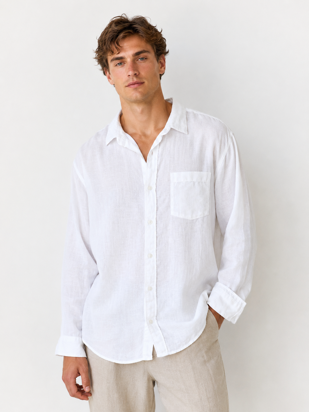 Country Road White Organic Linen Long Sleeve Shirt