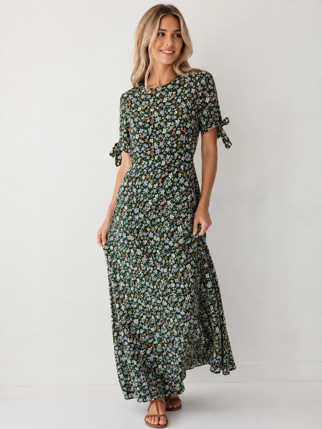 Asos Green Floral Print Maxi Dress