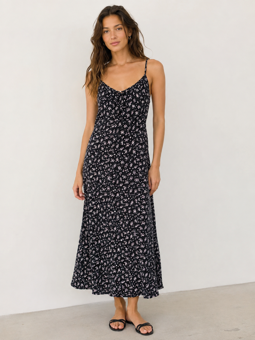 Cotton On Black Ditsy Floral Cami Maxi Dress