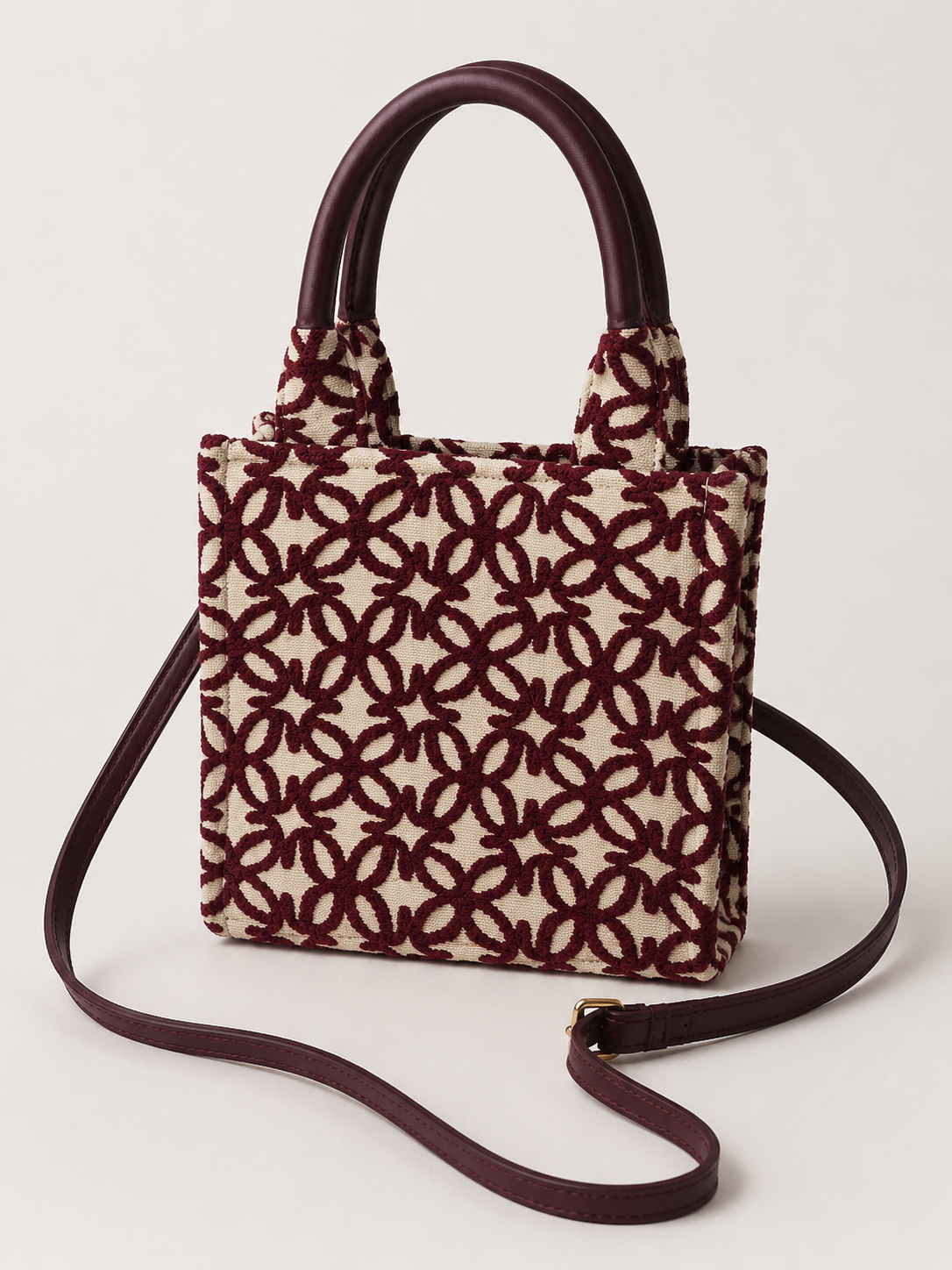 Geometric Floral Mini Tote Bag