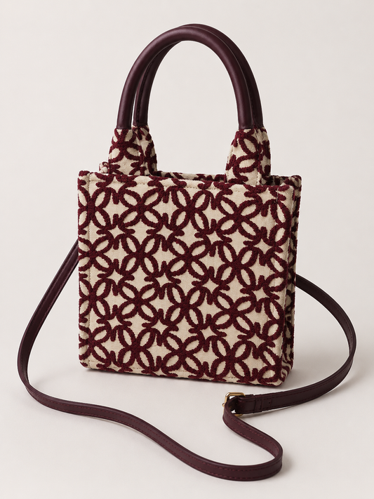 Geometric Floral Mini Tote Bag