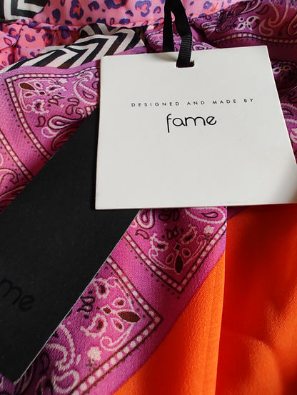 Fame Pink and Orange Patchwork Maxi Dress