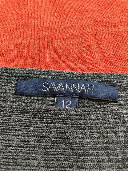 Savannah Red and Grey Colour-Block Knit Jumper