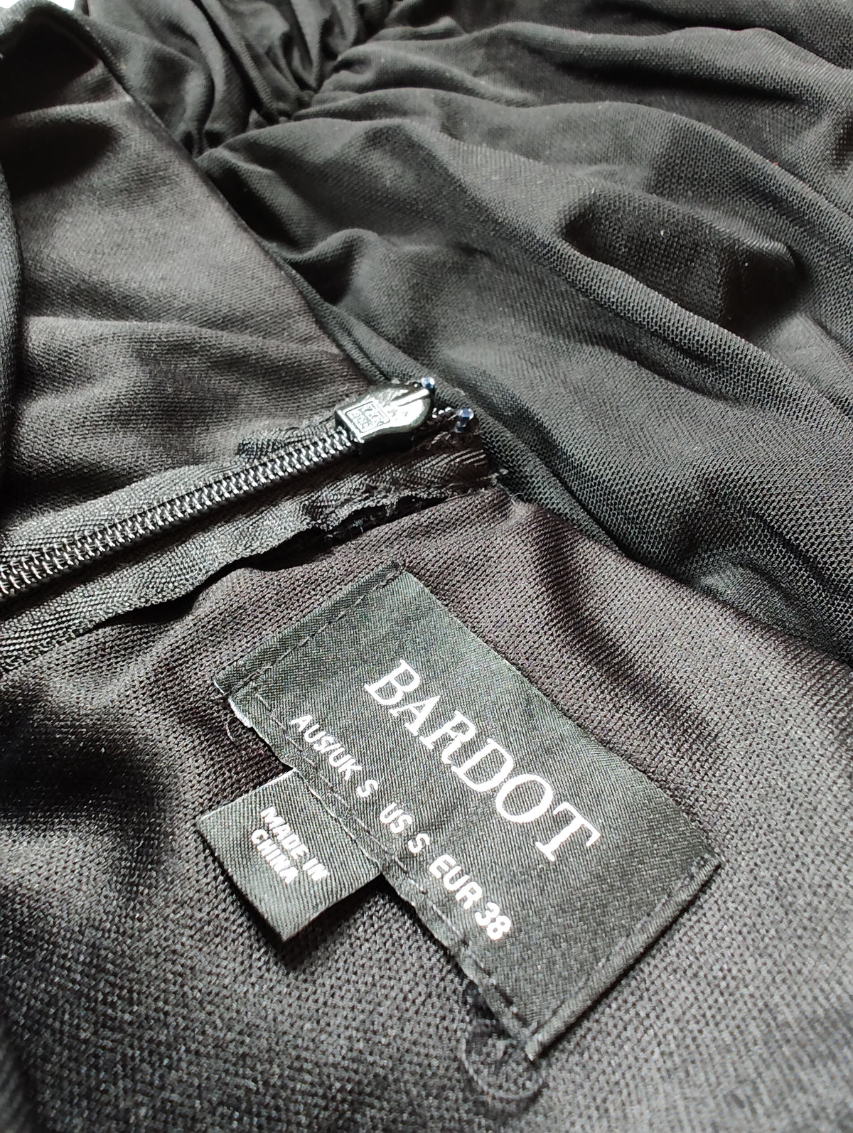 Bardot Black Strapless Ruched Mini Dress