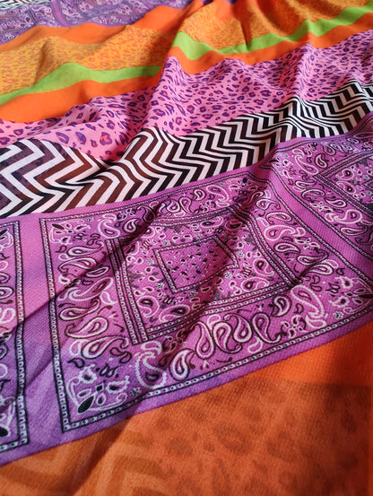 Fame Pink and Orange Patchwork Maxi Dress